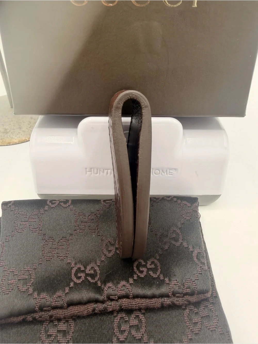 Gucci Guccissima Brown Leather Money Clip with COA, Box, Dustbag